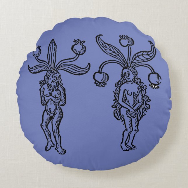 Cojín Redondo Botánica: Mandrake, 1476 (Anverso)
