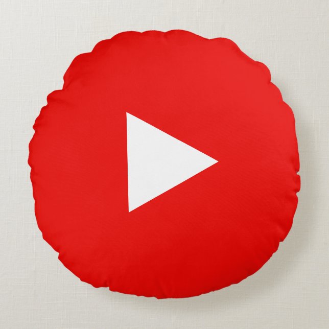 Cojín Redondo Botón de reproducción de YouTube rojo (Anverso)