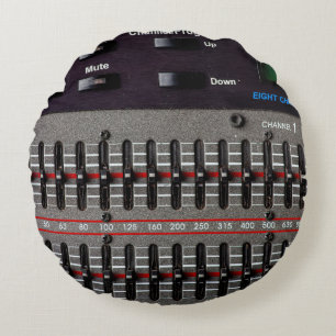 Cojín Redondo Botones en un mezclador de sonido en un estudio de