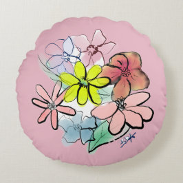 Cojín Redondo Bouquet floral Bonito y lindo de mujer