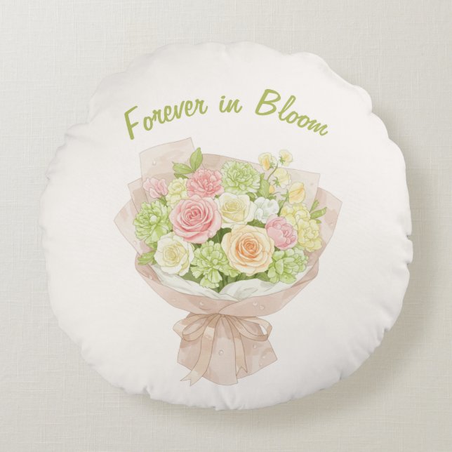 Cojín Redondo  Bouquet　forever in Bloom (Anverso)