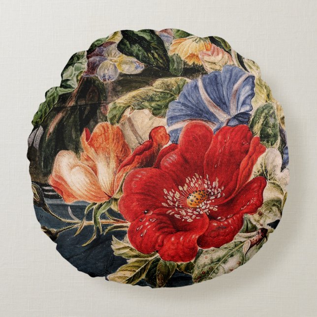 Cojín Redondo Bouquet vintage de flores (Anverso)