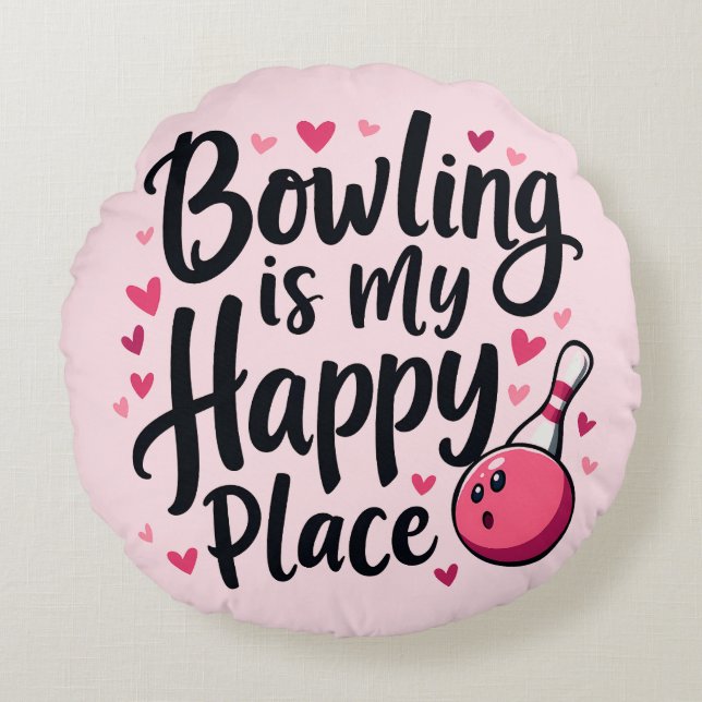 Cojín Redondo Bowling Lover Cute Retro Aesthetic Sports Design (Anverso)