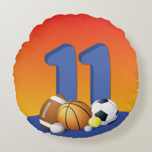 Cojín Redondo Boy 11th Birthday Sports Balls