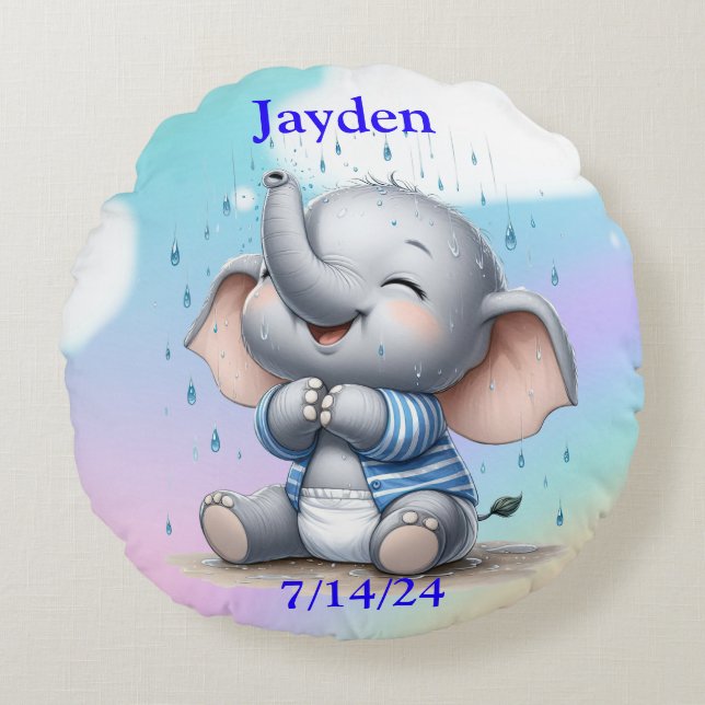 Cojín Redondo Boy Elephant (Anverso)