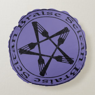 Cojín Redondo Braise Seitan Vegan Pentagram (versión oscura)