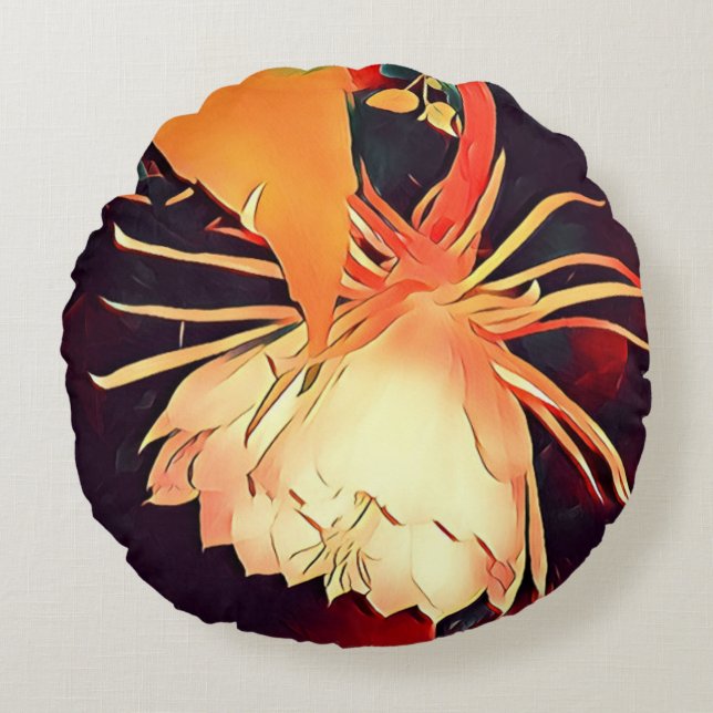 Cojín Redondo Bramha Lotus Floral Gran Exótica Himalaya (Anverso)