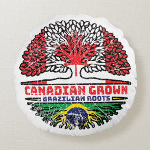 Cojín Redondo Brasil: Bandera de raíces de árbol canadiense cana