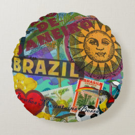 Cojín Redondo Brasil Río de Janiero Sun Viaje Arte Colorido