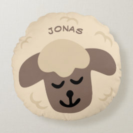 Cojín Redondo Braunes Schaf - personalisierbares Kinderkissen