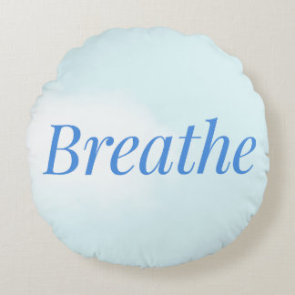 Cojín Redondo “Breathe” – Calming Blue Round Pillow for Mindful