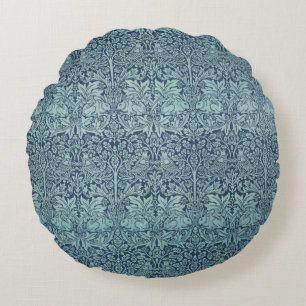 Cojín Redondo Brer Rabbit por William Morris Blue Textile Patter