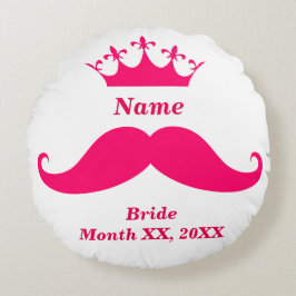 Cojín Redondo Bride Pink Mustache Round Throw Pillow