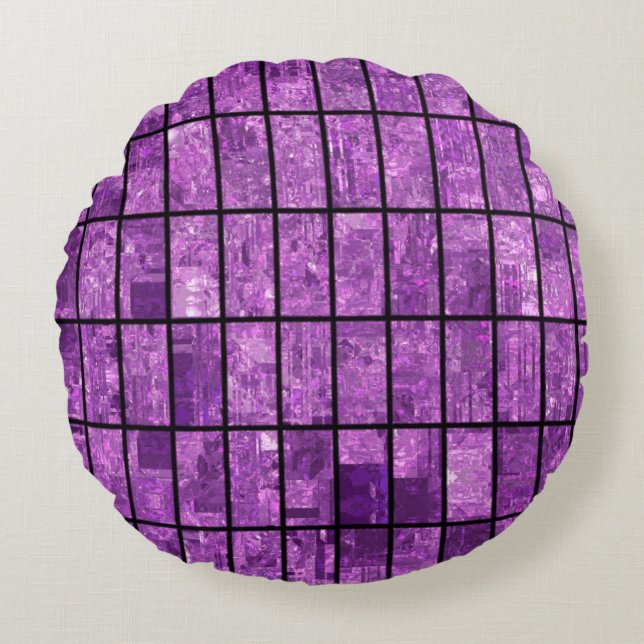 Cojín Redondo Bright abstract mosaic violet background with glos (Anverso)