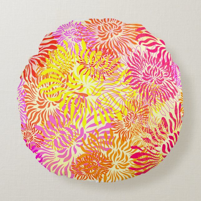 Cojín Redondo Bright Colorful Spring Flower Print (Anverso)