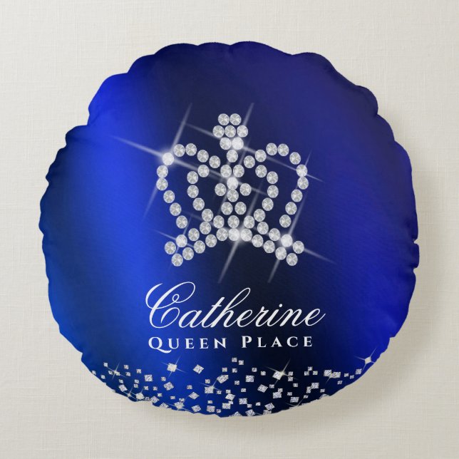 Cojín Redondo Brillante corona azul (Anverso)
