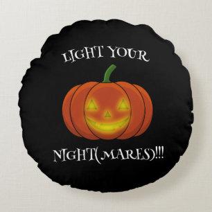 Cojín Redondo Brillante Jack-o'-Lantern - Enciende tus pesadilla
