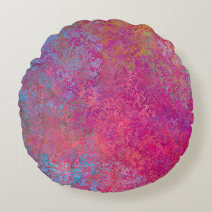 Cojín Redondo Brillante Magenta Sunset Abstract Acrylon Pour
