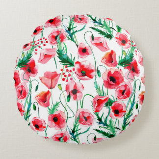 Cojín Redondo Brillante y maravilloso verano otoño hierba fl