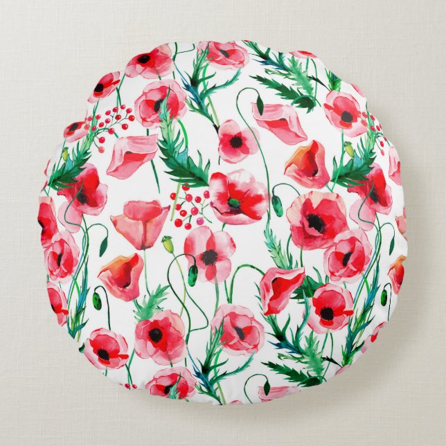 Cojín Redondo Brillante y maravilloso verano otoño hierba fl (Anverso)