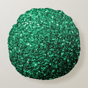 Cojín Redondo Brillo falso verde esmeralda