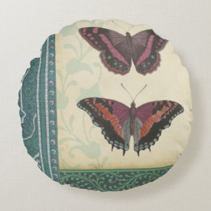 Cojín Redondo Brocado decorativo de la mariposa por el estudio