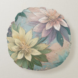 Cojín Redondo Brote de flores en el Pastel: Patrón de explosione