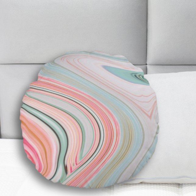 Cojín Redondo brote de mármol verde de arcoiris rosa de la menta (Subido por el creador)