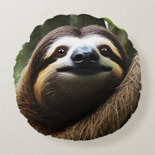 Cojín Redondo Brown Fuzzy Sloth, Bloque de fotos