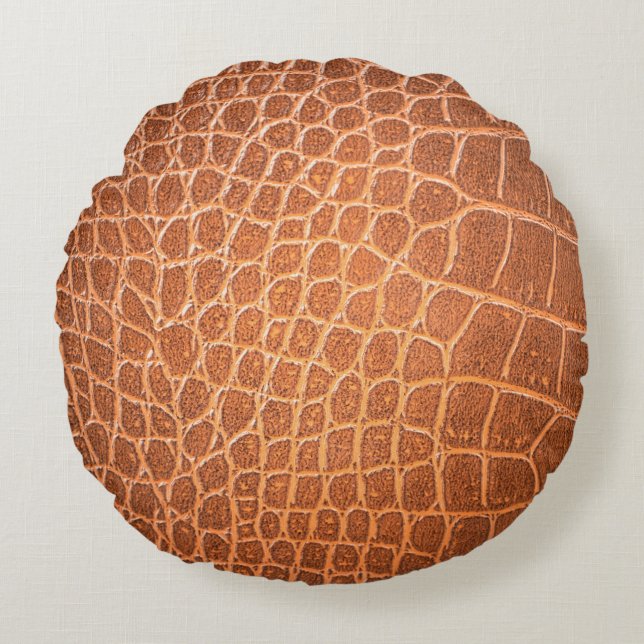 Cojín Redondo Brown skin leather texture backgroundskin,abstract (Anverso)