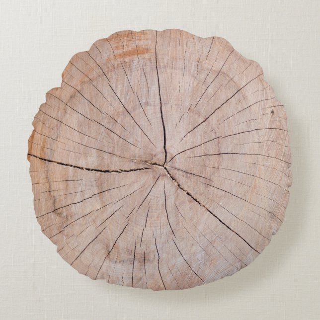 Cojín Redondo Brown wood slab (Anverso)
