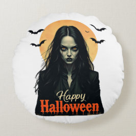 Cojín Redondo Bruja gótica de Halloween
