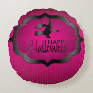 Cojín Redondo Bruja rosa de Halloween