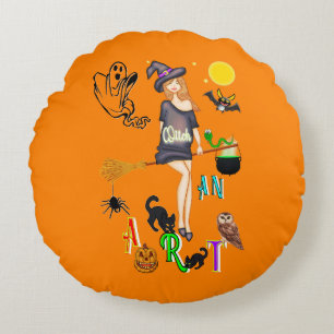 Cojín Redondo Bruja y arte