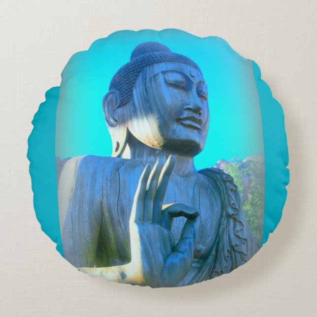 Cojín Redondo buddha azul (Anverso)