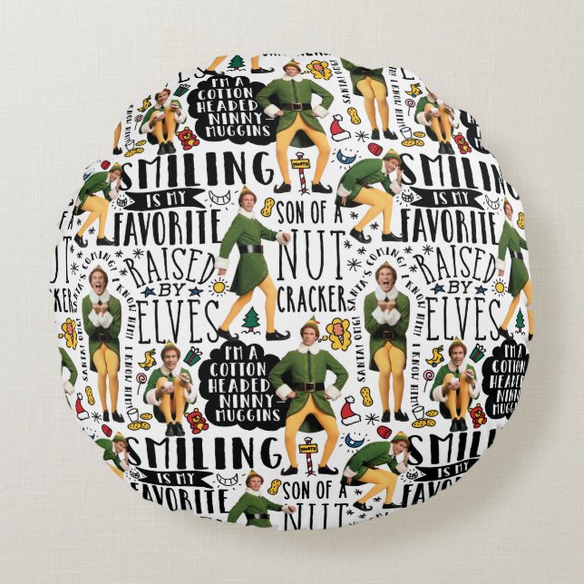 Cojín Redondo Buddy the Elf Quote Pattern (Anverso)