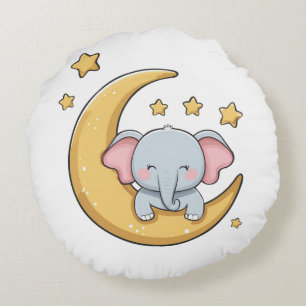 Cojín Redondo Buena noche elefante bebé dormilón