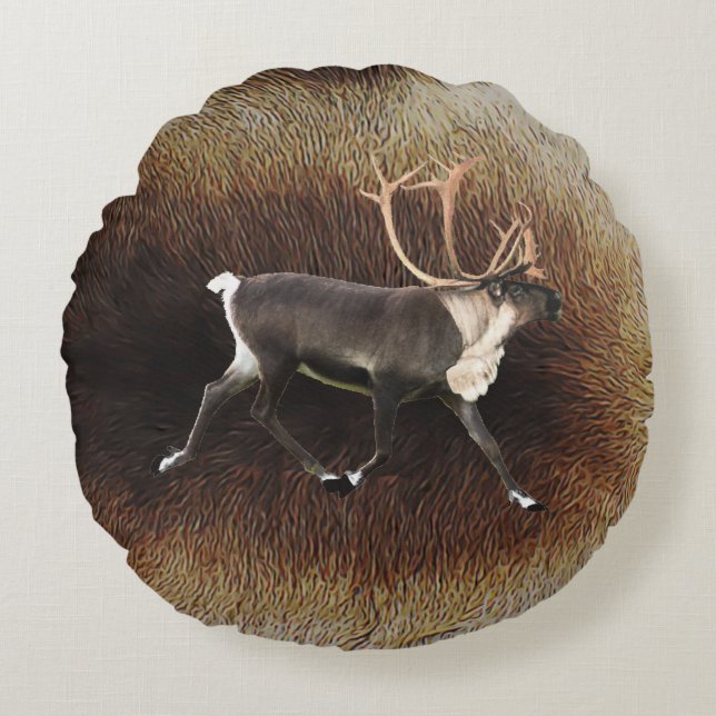 Cojín Redondo Bull Caribou (Reno) (Anverso)