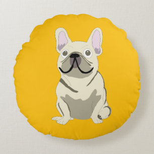 Cojín Redondo Bulldog Francés Crema