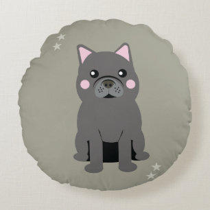 Cojín Redondo Bulldog Francés Gris de Mejillas Lindas