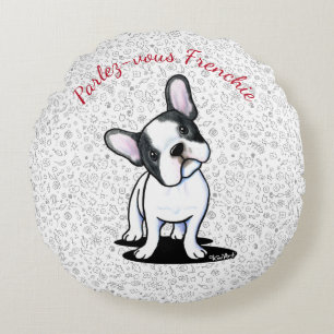 Cojín Redondo Bulldog francés KiniArt Curioso