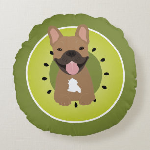 Cojín Redondo Bulldog francés Kiwi Fruit