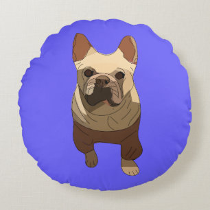 Cojín Redondo Bulldog Francés, Lila Púrpura