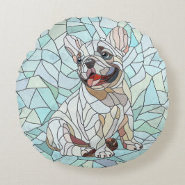 Cojín Redondo Bulldog francés lindo Cachorro - mosaico pastel