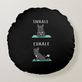 Cojín Redondo Bulldog francés Yoga Inhale Exhale Gracioso Regalo