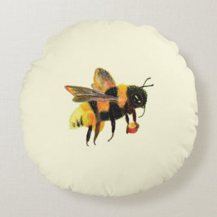 Cojín Redondo Bumble Bee cargando polen