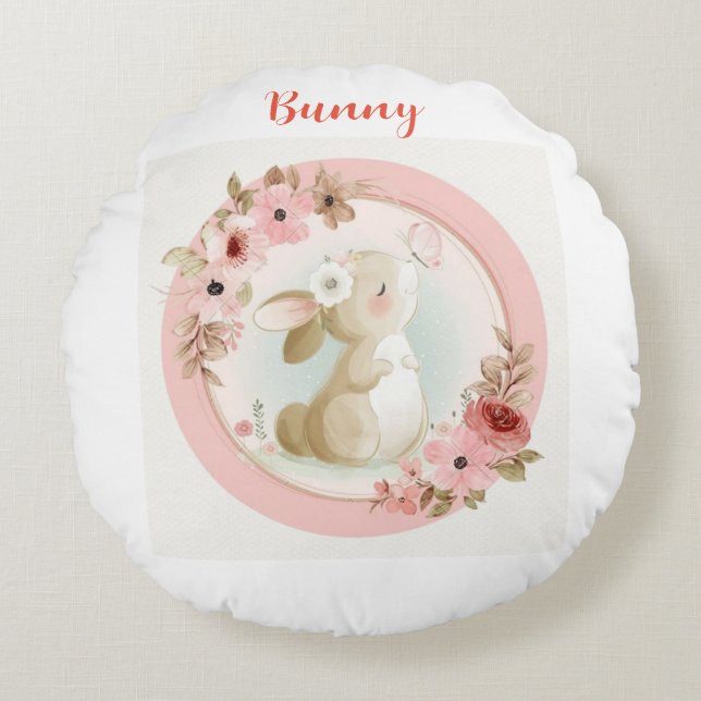Cojín Redondo Bun Bun Love: Round Bunny Pillow (Anverso)