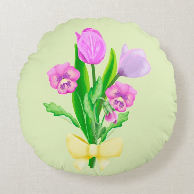 Cojín Redondo Bunch of Spring Flowers (Anverso)