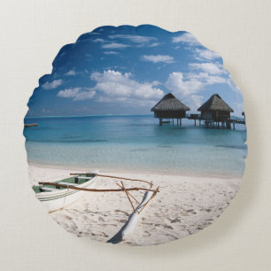 Cojín Redondo Bungalows de la playa de Motu Toopua
