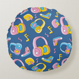 Cojín Redondo Bunter Musikmix en rosa, blau, gelb